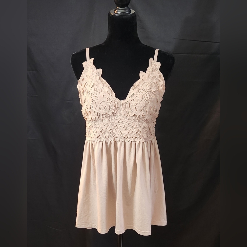Flamingo Crochet Lace Camisole Top Size L